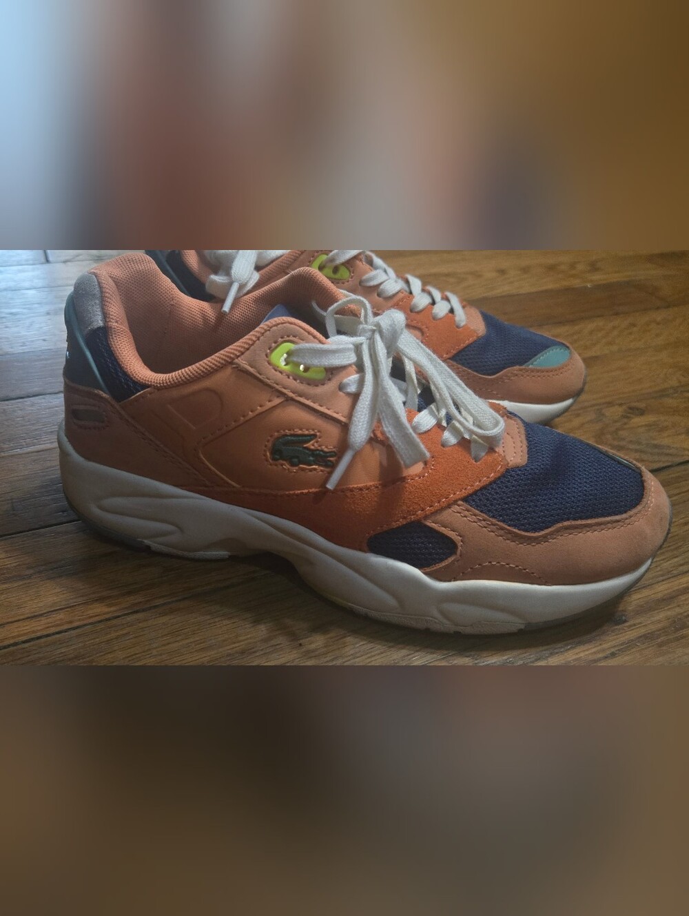Lacoste Storm 96 Lo Sneakers Women's Size 6 Peach Navy Colorblock
